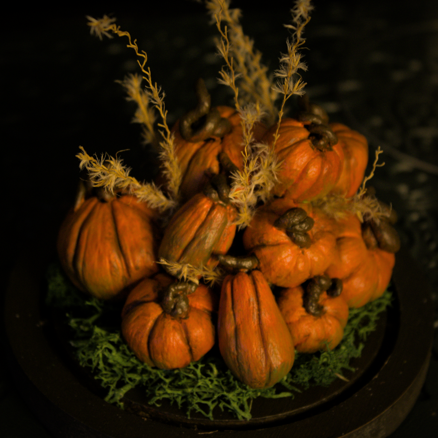 Petite Cloche Automnale – Mont de Citrouilles et Plantes Séchées