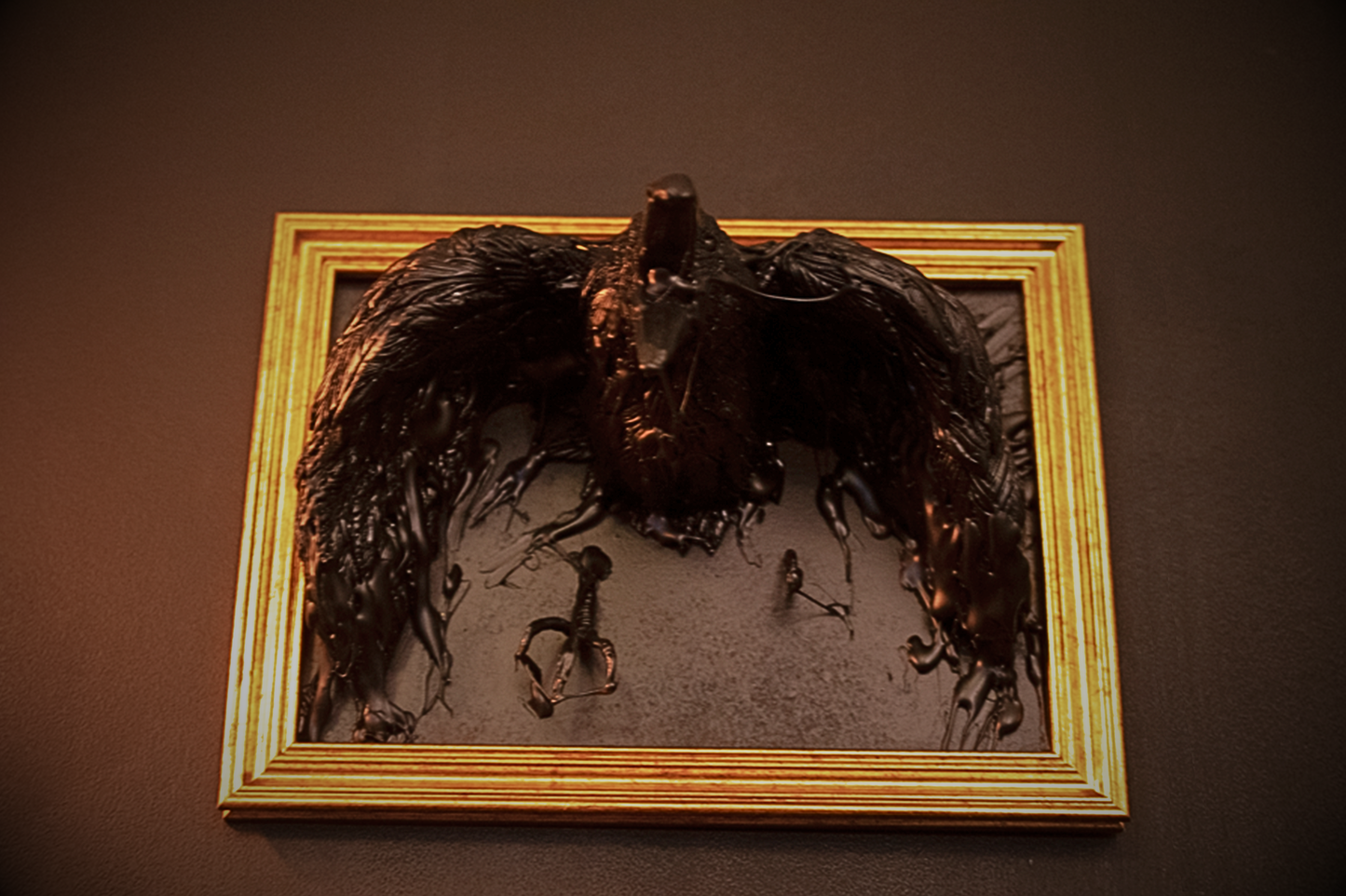 Tableau "Évasion Nocturne" - Sculpture de Corbeau en Relief