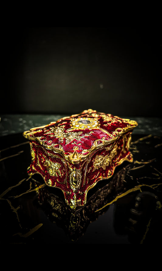 Boîte à Bijoux Victorienne Rectangle rouge
